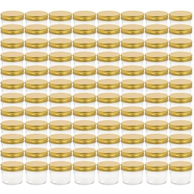 Image of vidaXL Glass Jam Jars with Gold Lid 96 pcs 110 ml