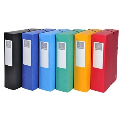 Image of Exacompta Ref 50830E Pressboard Filing Box 250 x 330mm in Size, Suitable for Holding A4 Documents, 8cm Spine, 600gsm Genuine Pressboard, Spine Label Assorted Colours (Pack of 6)