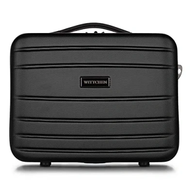 Image of WITTCHEN Cosmetic Case Travel Suitcase Carry On Cabin Luggage Hardshell Made of ABS Combination Lock Globe Line Black