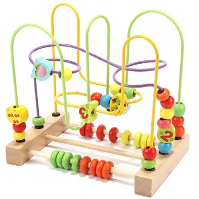 Image of Jacootoys Beads Maze Wooden Roller Coaster Activity Learning Game Preschool Educational Toy Gift for Toddlers