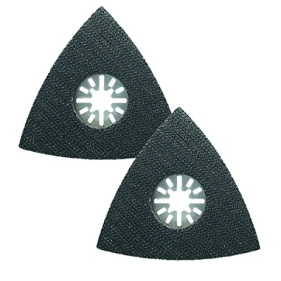Image of 2 x TopsTools UNSP_2 80mm Large Delta Sanding Pads Compatible with Bosch Fein (Non StarLock) Makita Milwaukee Einhell Ergotools Hitachi Parkside Ryobi Worx Workzone Multitool Multi Tool Accessories