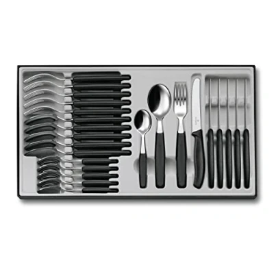 Image of Victorinox Swiss Classic, Table Set of 24, Extra Sharp Blade, Wavy Edge, 11 cm, Stainless Steel, Black