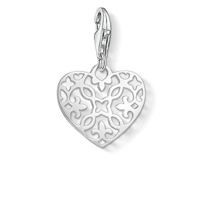 Image of Thomas Sabo Women Charm Pendant Heart Ornament Club 925 Sterling Silver 1497 001 12