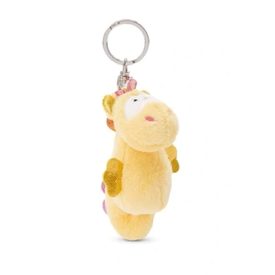 Image of NICI 49705 Keyholder sea Horse Laguna Rainbow 9cm Yellow Sustainable Companion Cuddly Animal Pendant with Metal Ring to Hang on Keys, Cord, Bag, Print