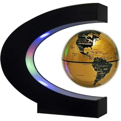 Image of Magnetic Levitation Globe, Floating Globe World Map With LED Lights C type Desk Decoration (Gold)