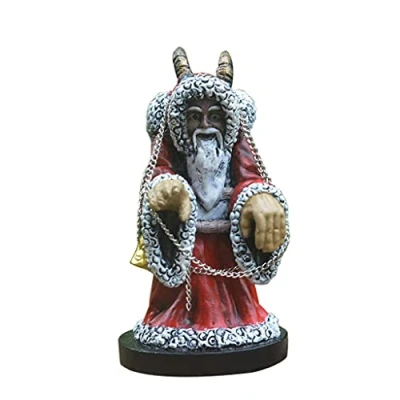 Image of Yjcnelcr Halloween Decorations Krampus Resin Statue Gothic Sheep Horn Santa Claus Sculpture Figurines Christmas Garden Desktop Decoration