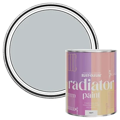 Image of Rust Oleum Light Blue Heat Resistant Radiator Paint in Matt Finish Icecap 750ml (SHDRCT1151)