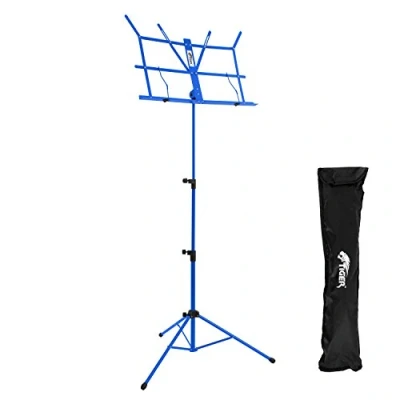 Image of TIGER MUS56 BL Portable Easy Folding Sheet Music Stand with Bag Blue