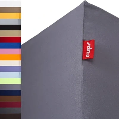 Image of R up Fitted Sheet, 100% cotton, 130 g/m², Oeko Tex Standard 100, stress free, 180 x 200 cm, 220 to 35 cm high, dark grey,