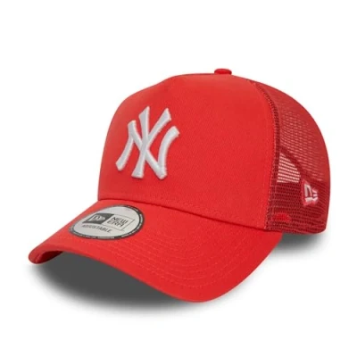 Image of New Era MLB Baseball York Yankees Trucker Cap hat Adjustable Curved Visor mesh red
