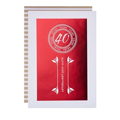 Image of Hallmark 40 Years Ruby Anniversary Card Classic Text Based Design