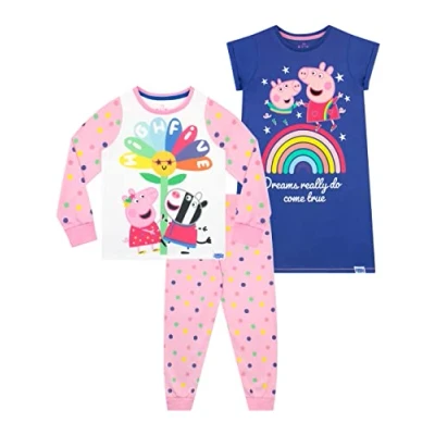 Image of Peppa Pig Girls Pyjamas And Nightdress Multicolour 6 7 Years
