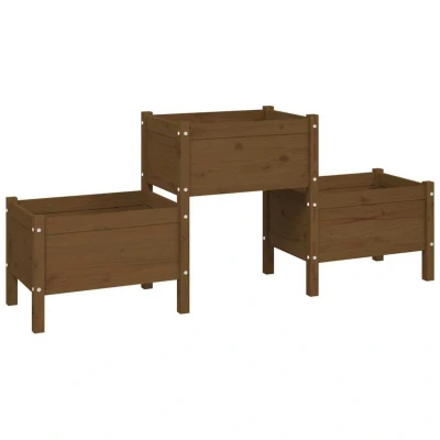 Image of vidaXL Planter Honey Brown 178.5x44x75 cm Solid Wood Pine