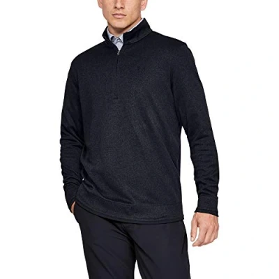 Image of Under Armour Men SweaterFleece 1/2 Zip Warm Up Top Black/ (001), Small