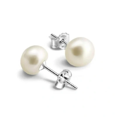 Image of Infinite U 925 Sterling Silver 8 9mm Pearl Women Studs Earrings White