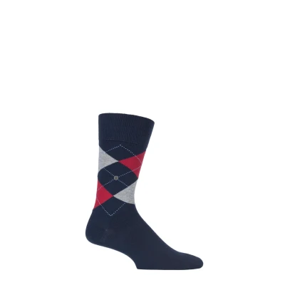 Image of 1 Pair Marine King Argyle Cotton Socks Men&#039;s 11 14 Mens Burlington