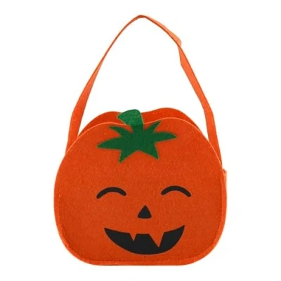 Image of Halloween Pumpkin Candy Bag for Kids, Non Woven Orange Buckets 14 x 27cm,Trick or Treat Gift Bags Holder Handbag Kids Party Favors 4+ Years