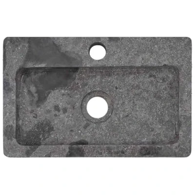 Image of vidaXL Marble Wall Mounted Sink in Chic Grey Elegant and Durable Addition to Bathroom or Washroom, Can be Used as Countertop Sink, Easy Clean, 38x24x6.5 cm