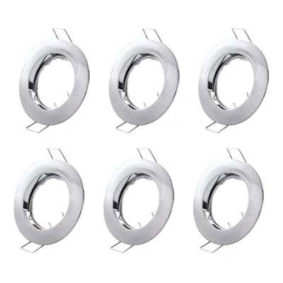 Image of Hsthe Sea Set of 6 Recessed Light Frames, Ceiling Mounting Frame, Spotlight Set, Frames in Aluminium (LED/Halogen/GU10/MR16/PAR16/50 mm) Silver