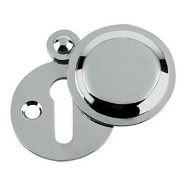 Image of Carlisle Brass Victorian Standard Profile Keyhole CLOSED Covered Lock Swing Cover Plate Escutcheon 32mm + Screws (Polished Chrome)