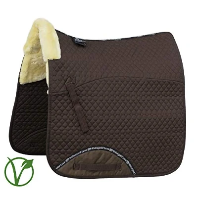 Image of Rhinegold Unisex&#039;s 455 F BRN/NAT Luxe Fur Dressage Saddle Cloth, Brown/Natural, Full