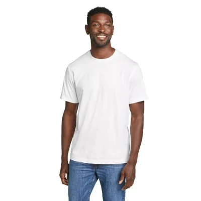 Image of Eddie Bauer Men&#039;s Legend Wash 100% Cotton Short Sleeve Classic T Shirt, White, Large