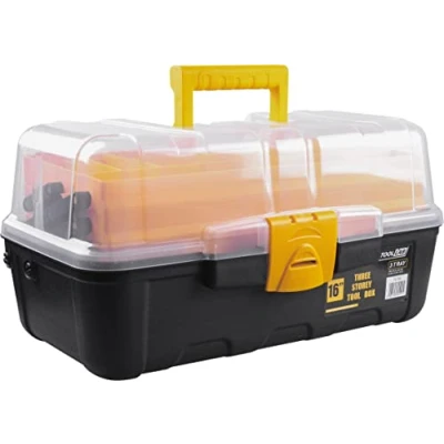 Image of 16&quot; Multi Functional Cantilever Storage Box 3 storey trays. Ideal for Small Tools, Fishing Tackle, Painting, Hobbyist, Crafting