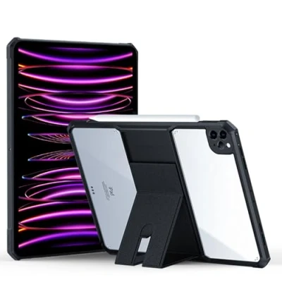 Image of TECHGEAR Tough Case for Apple iPad Pro 12.9 2022/2021 (iPad 12.9&quot; 6th / 5th Generation) Premium Slim Hybrid Rugged Protective Bumper with Stand, Heavy Duty Protection Clear Back