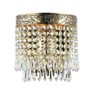 Image of Palace Flush Wall Lamp Gold Antique &amp; Crystal, 1 Light, E27
