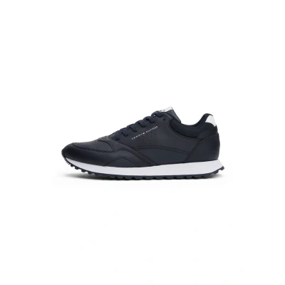Image of Tommy Hilfiger Men’s New EVA Leather Runner Trainers, Blue (Desert Sky), 6.5