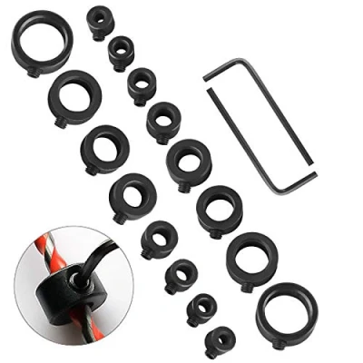 Image of 18Pcs Drill Depth Stop, Bit Stop Collar Set, 3/4/5/6/8/10/12/16mm Step Ring Positioner Locator with Hex Wrench for Bits Consistent Drilling