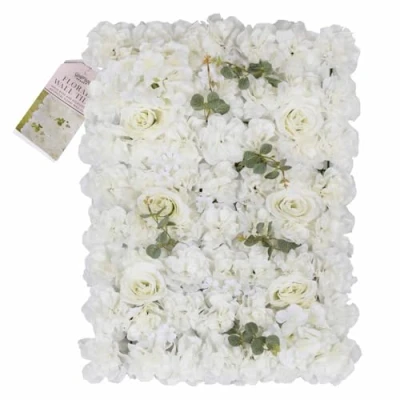 Image of Ginger Ray &#039;A Touch of Pampas&#039; White Rose Foliage Tile Wedding Decoration 40cm x 60cm