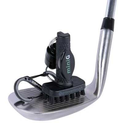 Image of Grooveit Mini G The Dry Scrubber Golf Club Cleaning Brush, 3 Year Warranty, Magnetic Attachment, Black