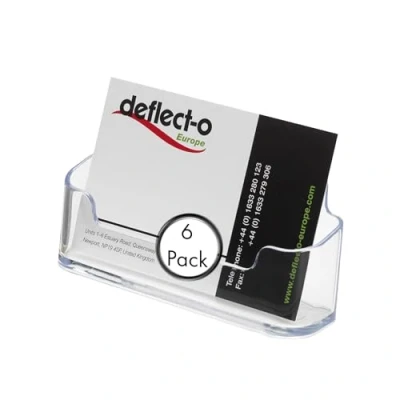 Image of Deflecto Pack of 6 Single Pocket Landscape Countertop Business Card Holder for Desk in Crystal Clear Holders
