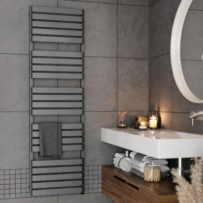 Image of Terma Electric Towel Rail, Steel, Salt n Pepper, 660h x 500w (mm) [300w]