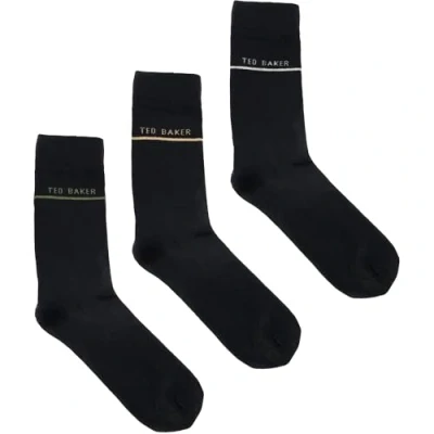 Image of Ted Baker London Maxnn 3 Pair Pack of Mens Socks Organic Cotton Size 7 11 in Black