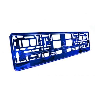 Image of 2 x Blue Chrome Metallic Universal Number Plate Surrounds Holders Frames M