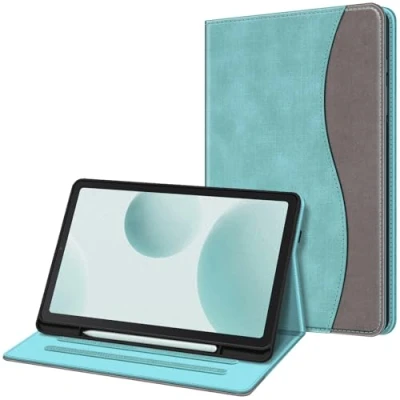 Image of FINTIE Case for Samsung Galaxy Tab S6 Lite 10.4 Inch 2024/2022/ 2020 with S Pen Holder, Multi Angle Viewing Soft TPU Back Cover Pocket Auto Wake/Sleep, Denim Turquoise