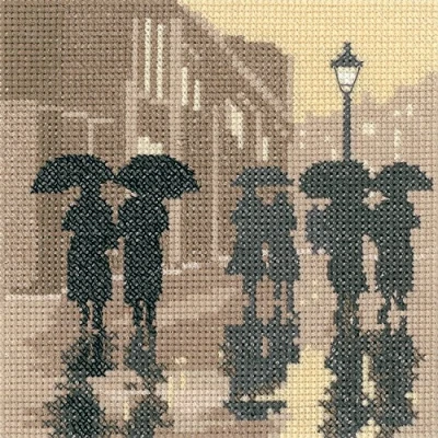 Image of Heritage PSBL1279 A Aida Brollies (A) Cross Stitch Kit, 12.5x12.5cm