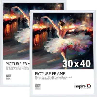 Image of Inspire By Hampton EASYLOADER 30x40cm White Picture Poster Frame Acrylic (Non Glass) IBH EAS3040WHPX 2PK