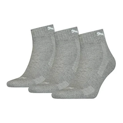 Image of Puma Short Crew Sports Socks (Pack of 3) Anthracite Grey, 2.5 5 UK (35 38)