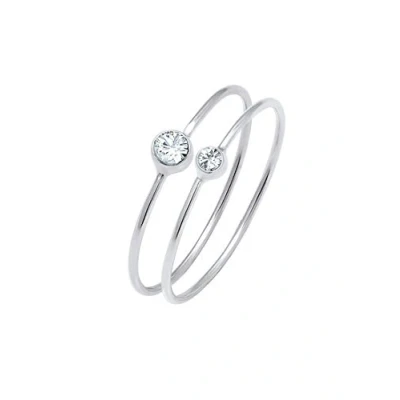 Image of Elli Ring Ladies Set Elegant Basic with Crystals in 925 Sterling Silver