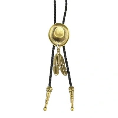 Image of Kingke Braided Shoestring Bolo Tie With Metal Charm Cowboy Necktie Necklace Country