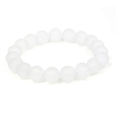 Image of MJDCB 10mm Natural Matte Clear Quartz Beads Bracelet Healing Crystals Bracelets