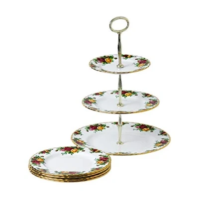Image of Royal Albert 1051423 Old Country Roses Cake Server 5 pc Set, Bone China, Multi
