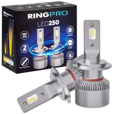 Image of Ring Automotive H7 LED Headlight Bulbs, 250% Brighter, 6000K Whiter, UK Tested High Performance Halogen Replacement Twin Pack, White