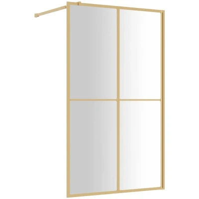 Image of vidaXL Walk in Shower Wall with Clear ESG Glass Gold 118x195 cm