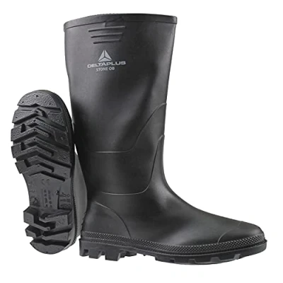 Image of MENS DELTA PLUS RUBBER WATERPROOF RAIN WINTER WELLINGTONS WELLIES BOOTS SHOES (UK 12, BLACK)
