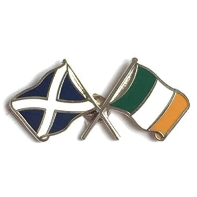 Image of SCOTLAND SALTIRE &amp; IRELAND FRIENDSHIP FLAGS NATIONAL ENAMEL LAPEL PIN BADGE