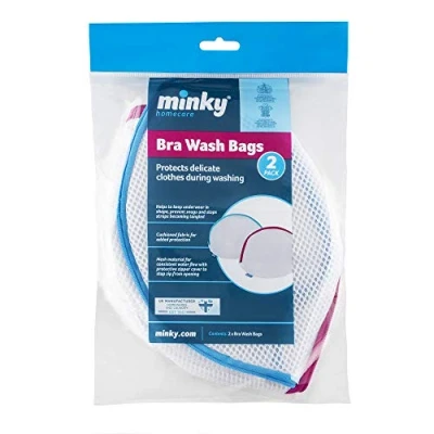 Image of Minky TT70491200 Delicate Bra Wash Bag, White, Pack of 2